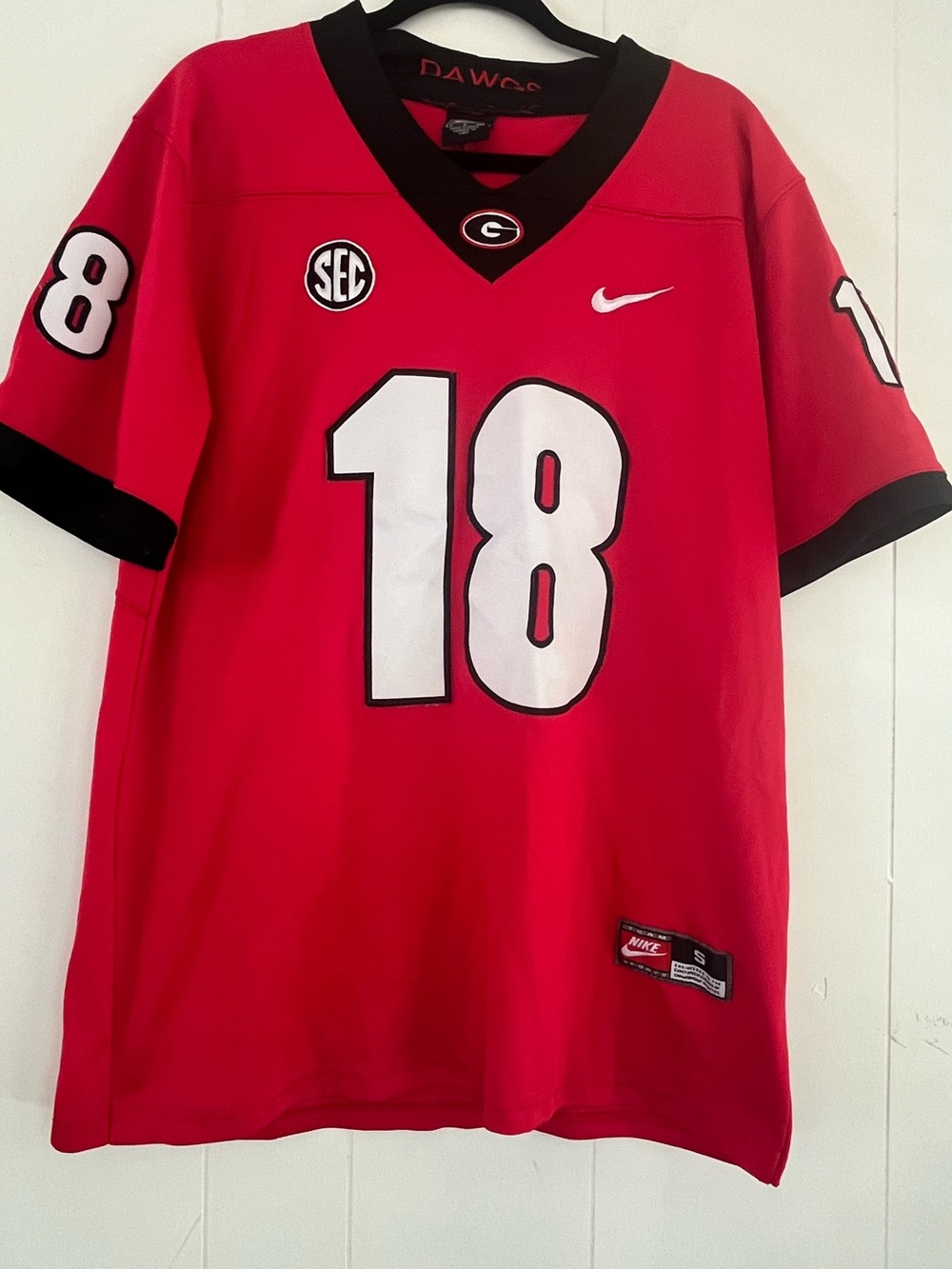 Nike Team SEC Georgia Bulldogs Daniels Red and Black #18 Football Jersey Small